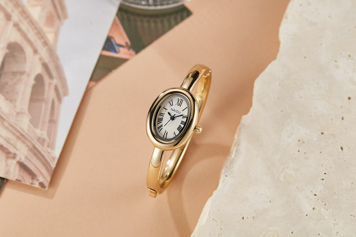 Fashionable Luxury Elegant ladies' Bracelet Watch Roman Numeral Oval Waterproof Women's Quartz Watch reloj ???? ??????? ????????