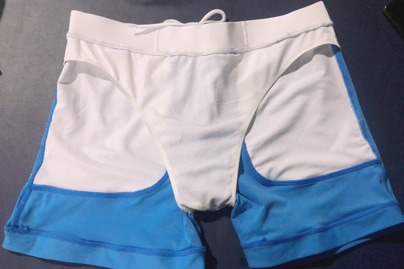 Men's Summer Swimwear Shorts Quick Dry Swimming Trunks Surf Board Solid Shorts Boxer Briefs Swimsuit Beach Sun Bathing Shorts