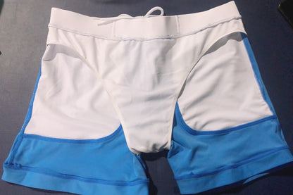 Men's Summer Swimwear Shorts Quick Dry Swimming Trunks Surf Board Solid Shorts Boxer Briefs Swimsuit Beach Sun Bathing Shorts
