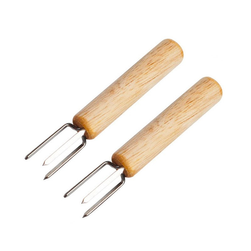 2/4/8Pcs Corn Holders Stainless Steel Wooden Handle Cob Skewers BBQ Anti Scalding Fruit Forks Outdoor Camping Cooking BBQ Tool