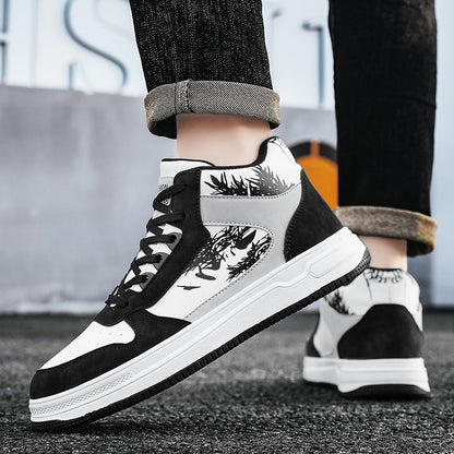 Men Board Shoes 2025 Spring Retro Thick Sole Wear Resistant Anti Slip Flat Sneaker Outdoor Casual Man Walking Footwear