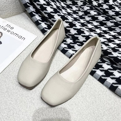 2025 Fall New Premium Leather Loafers Women - Square Toe Slip-On Flats Lightweight Comfortable Work Shoes Breathable Minimalist