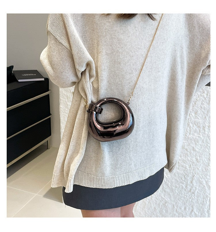 Fashion Crescent Mini Acrylic Chain Evening Bag for Women, Shoulder and Crossbody Bag