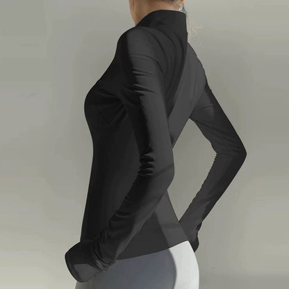 Women's High-End Yoga Fitness Jacket Autumn Stand Collar Long Sleeve Windproof Sports Running Training Top
