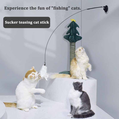 Brinquedo Engraçado para Gatos de Pena Colorida Fofa com Sino Ventosa Varinha Interativa Destacável para Gatinhos Brinquedos para Gatos