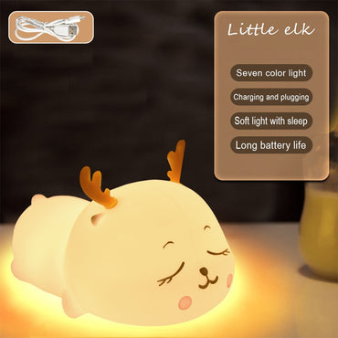 Night Light Cute Rabbit Colorful Light Voice Controlled Clap Lamp Pat Lamp Night Feeding Baby Bedroom and Kid's Christmas Gift