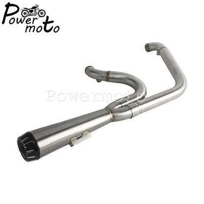 Motorcycles 2-Into-1 Exhaust Muffler Pipes Tube For Harley Dyna Fat Bob Low Rider S Street Bob Wide Super Glide FXD 2006-2017