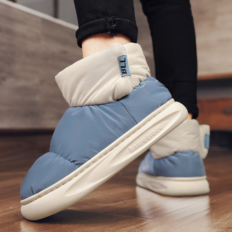 Outdoor Plush Warm Men's Snow Boots Winter Couple Cotton Shoes Down Non-Slip Waterproof Fashion Kids Shoes Slip on Soft Sneakers