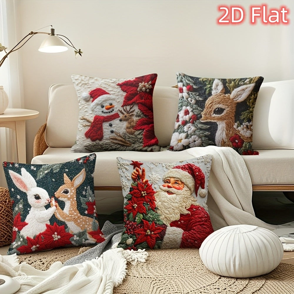 1pcs 2D Christmas Pillow Cover Xmas Party Decoration 2025 Xmas Holiday Santa Claus Pillow Cover Navidad Natal New Year Gift 2026