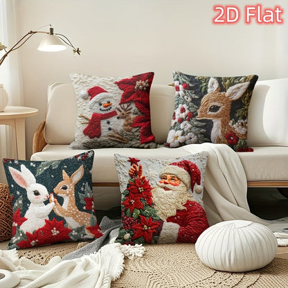 1pcs 2D Christmas Pillow Cover Xmas Party Decoration 2025 Xmas Holiday Santa Claus Pillow Cover Navidad Natal New Year Gift 2026