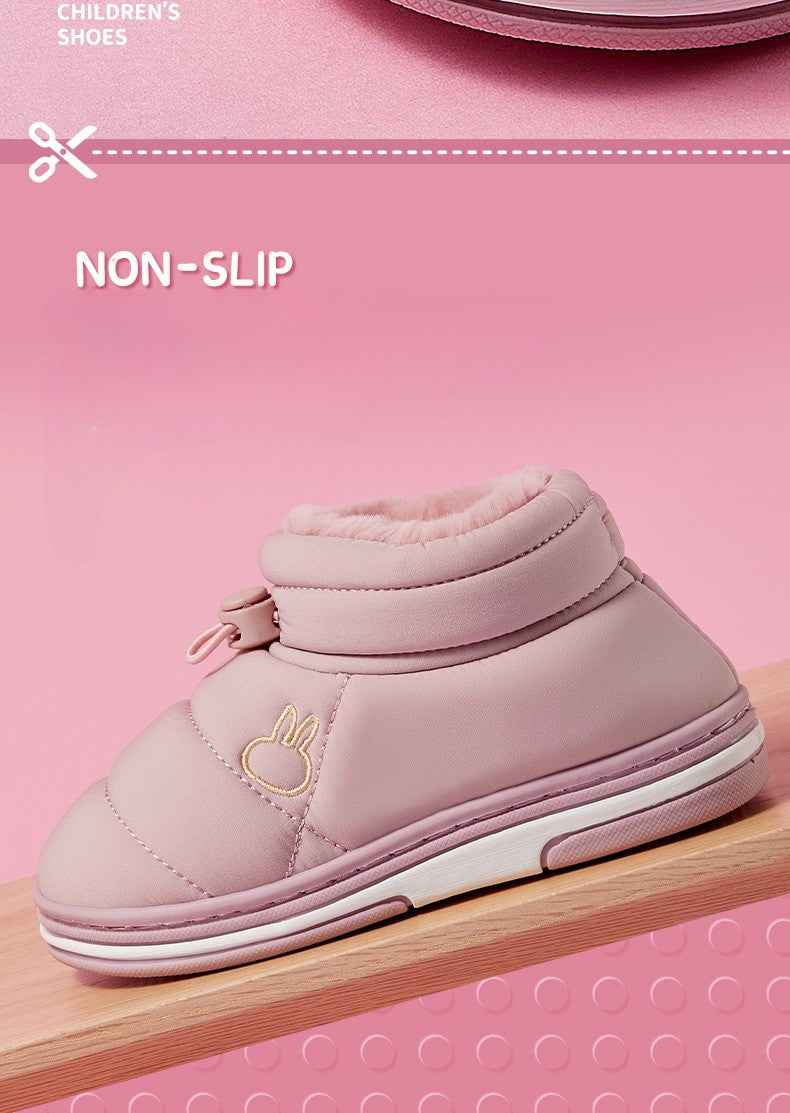 Children's Thick Furry Boots Winter Season Cartoon Warm Shoes Boys Girls Kids Home Cotton Slippers Heel Outdoor Baby Snow Boots