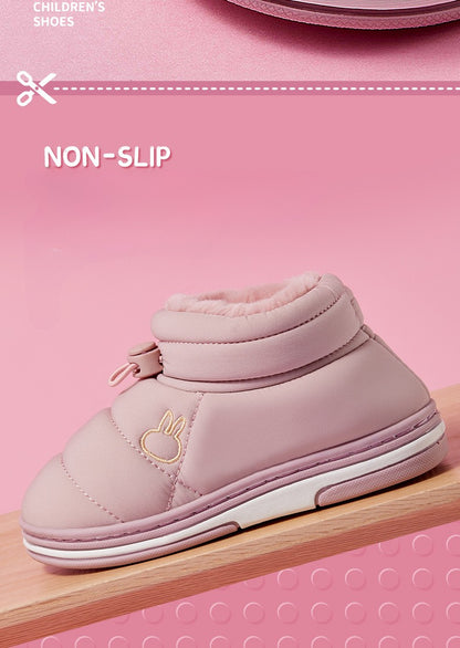 Children's Thick Furry Boots Winter Season Cartoon Warm Shoes Boys Girls Kids Home Cotton Slippers Heel Outdoor Baby Snow Boots
