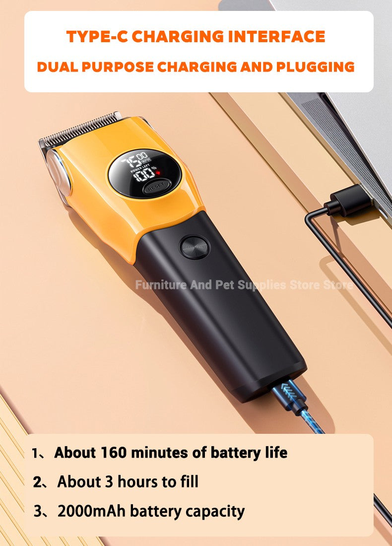 Máquina de Tosa Profissional para Cães e Gatos, Aparador de Pelos, 7500/min LED, adequado para animais de estimação de portes grandes, médios e pequenos.