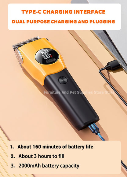 Máquina de Tosa Profissional para Cães e Gatos, Aparador de Pelos, 7500/min LED, adequado para animais de estimação de portes grandes, médios e pequenos.