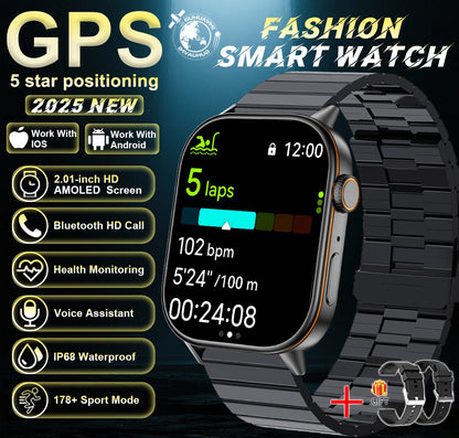 2025 Military GPS Smart Watch Men Flashlight Compass Waterproof Outdoor Sports Tracker Bluetooth Call Smartwatch For Android IOS