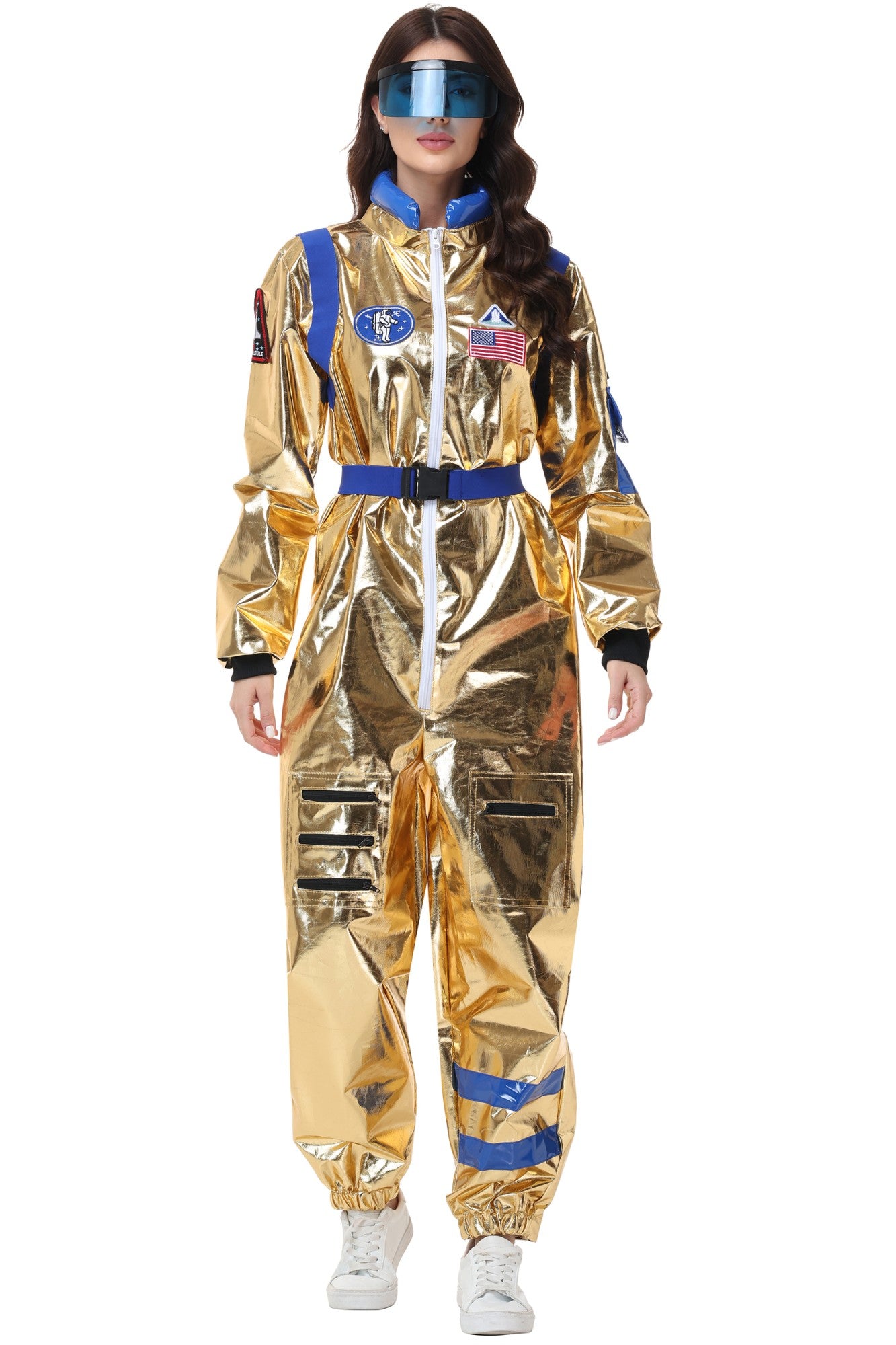 Adult Silver Astronaut Costume Men Women Spaceman Suit Space Jumpsuit Halloween Cosplay Party Dress Up