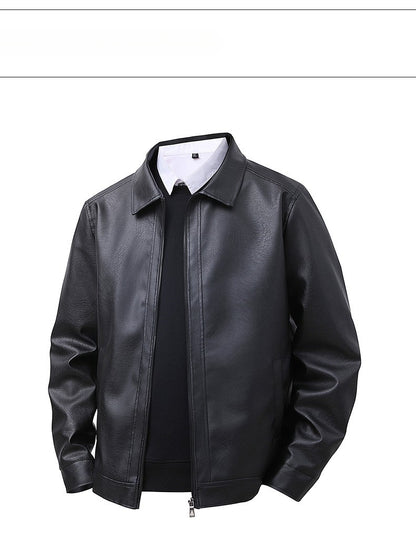 Men's New Leather Jacket Mens Top Windproof Casual Jacket Spring and Autumn Slim Fit Lapel Casual Jacket Bomber Coat