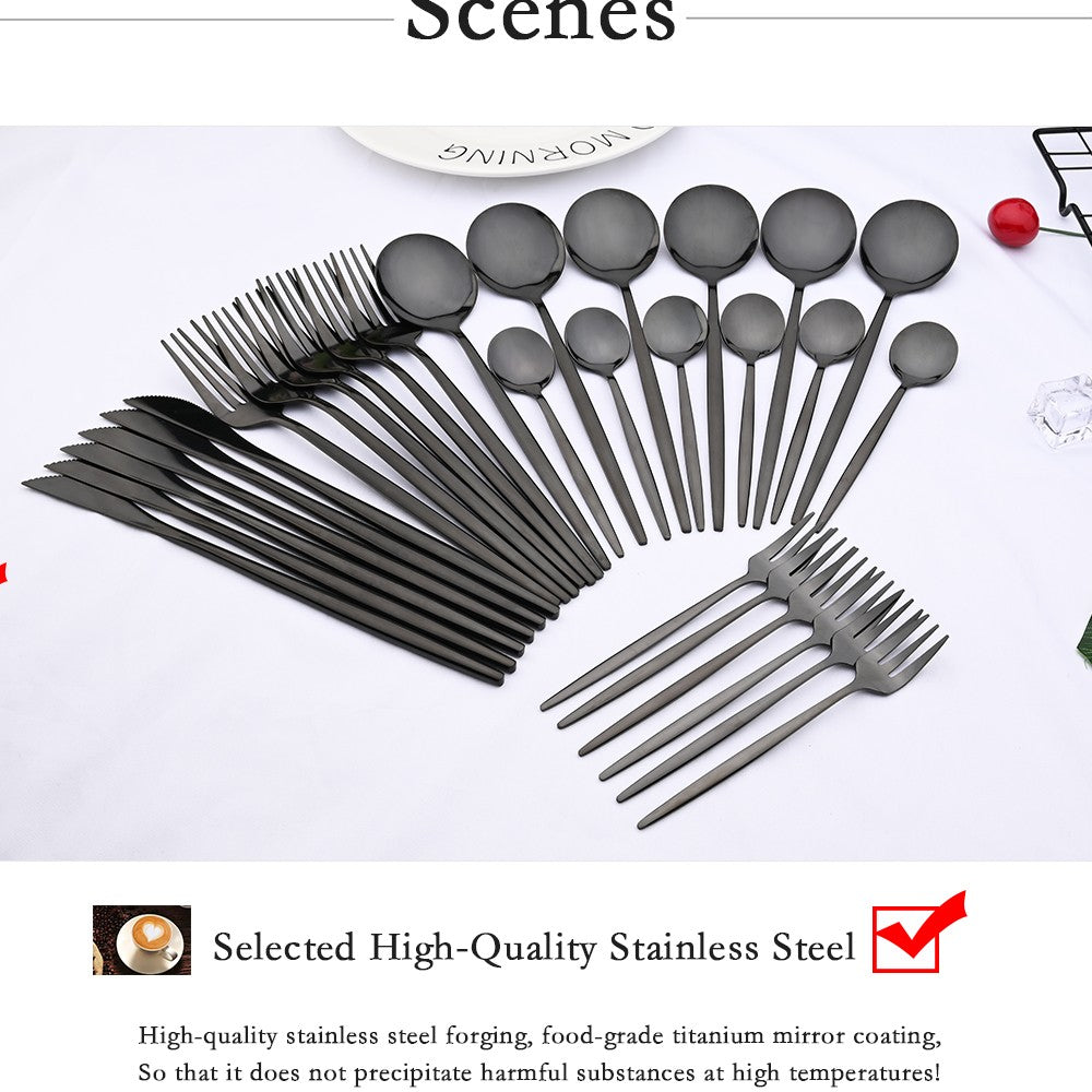 6Set/30Pcs Pink Silver Dinnerware Set Stainless Steel Knife Ckae Fork Spoon Cutlery Set Tableware Silverware Set Dropshipping