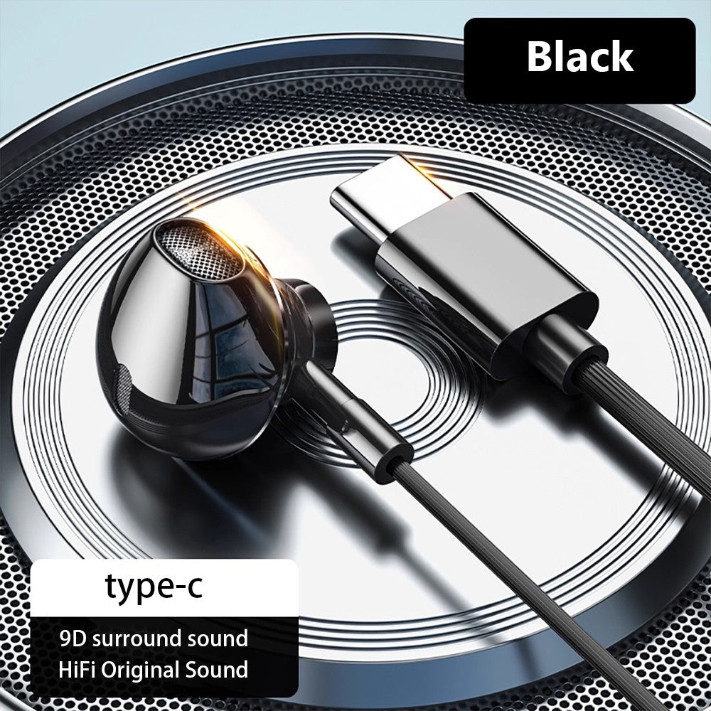 Fones de ouvido com fio USB tipo C 3,5 mm fones HiFi estéreo graves com controle de volume intra-auriculares para Samsung Galaxy iPhone Huawei Xiaomi