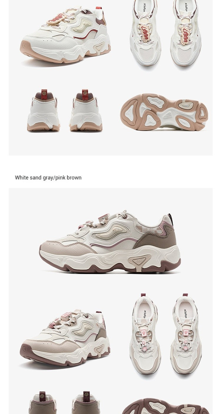 Xtep Star Trails 2.0 Women's Low Top Casual Shoes 2025 Spring Breathable Non-slip Thick Sole Leisure Sports Shoes 975118320005