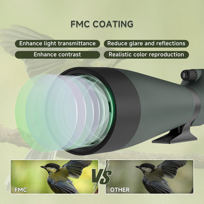 Svbony 25-75x100mm SV28A Lunetas de Observação Anguladas com Tripé e Adaptador de Telefone Telescópio FMC para Observação de Pássaros Observação Diária