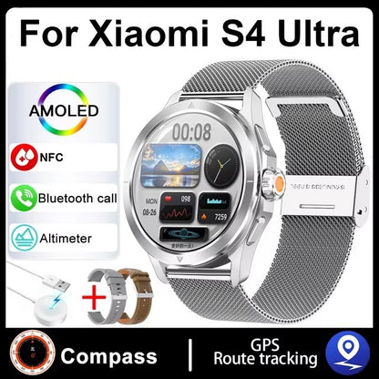 Novo Para Xiaomi S4 Ultra Outdoor Sports Smart Watch Masculino 1,53 polegadas AMOLED NFC GPS Bússola Frequência cardíaca À prova d'água Chamada BT Smartwatch