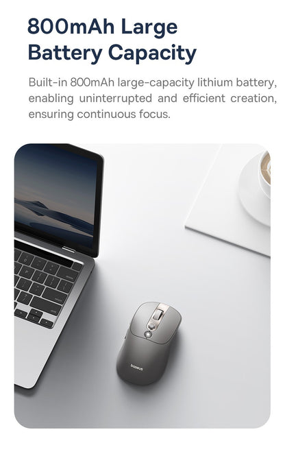 Mouse Sem Fio Baseus Editor Pro Bluetooth 5.1 Modo Duplo Bateria de Longa Duração Recarregável Ergonômico de Escritório com Display
