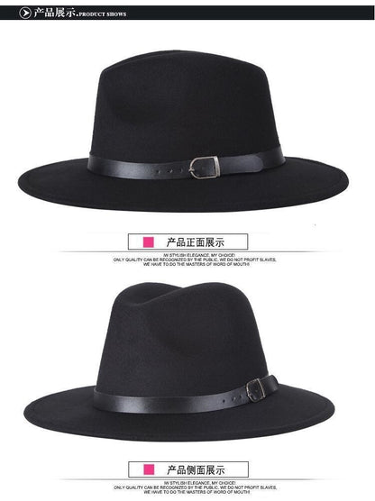 free shipping 2022 new Fashion men fedoras women's fashion jazz hat summer spring black woolen blend cap outdoor casual hat X XL