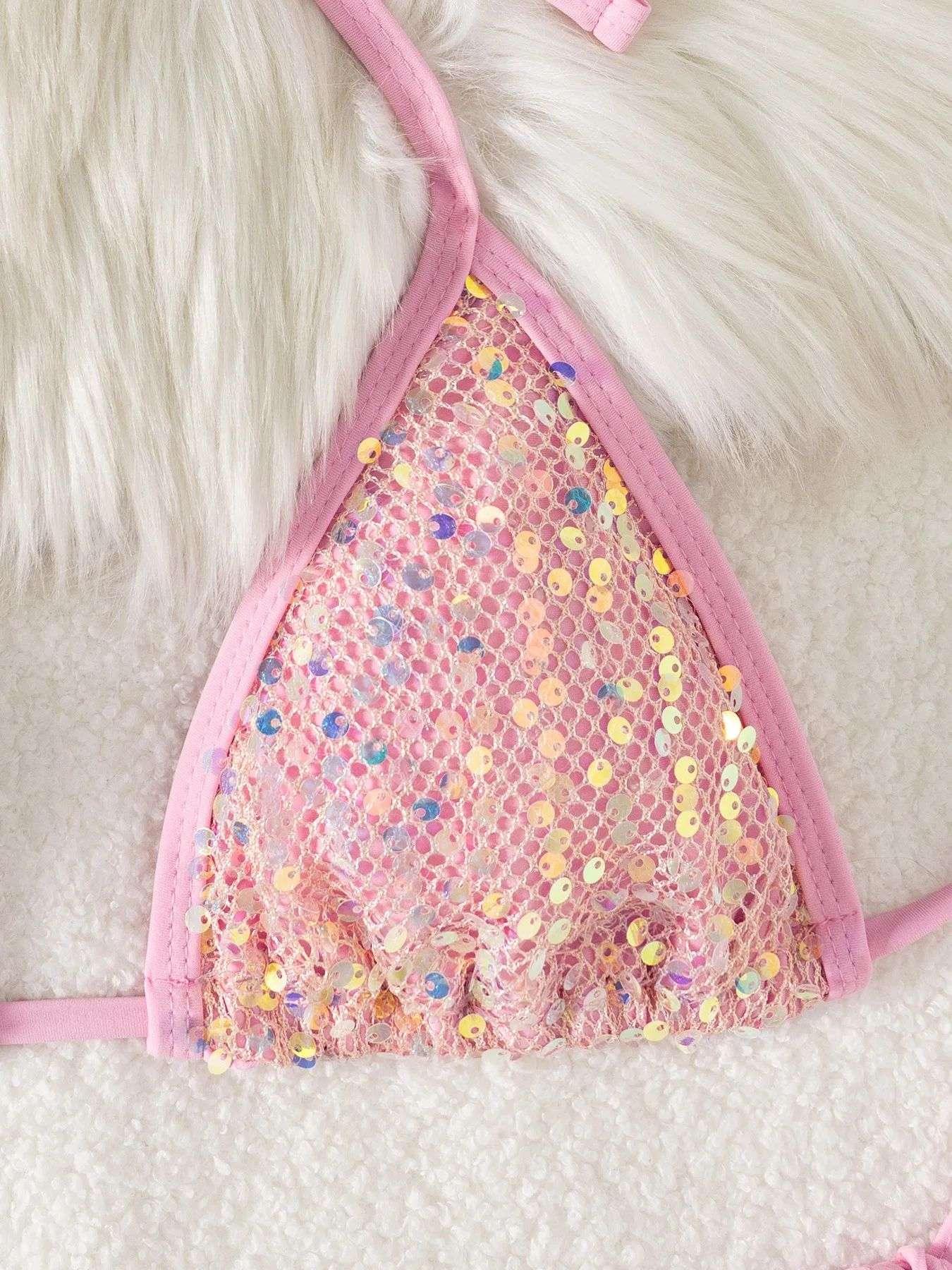 Shiny Sequin Black Bikini Set Women Sexy Push Up Bra Tie Side Triangle Swimsuit 2025 Brazilian Beach Bathing Suit Micro Swimwear