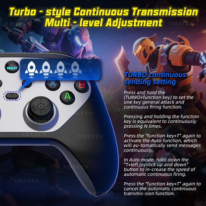PC Wireless Game Controller Hall Joystick Trigger Mobile Gamepad for Switch/IOS/Android Support Six axis Gyro Turbo Macro M1 M2