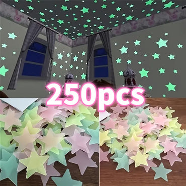 50/250Pcs Luminous Star Stickers Background Wall Decoration Bedroom Glow Stickers Fluorescent Stereo Wall Stickers Room Decor