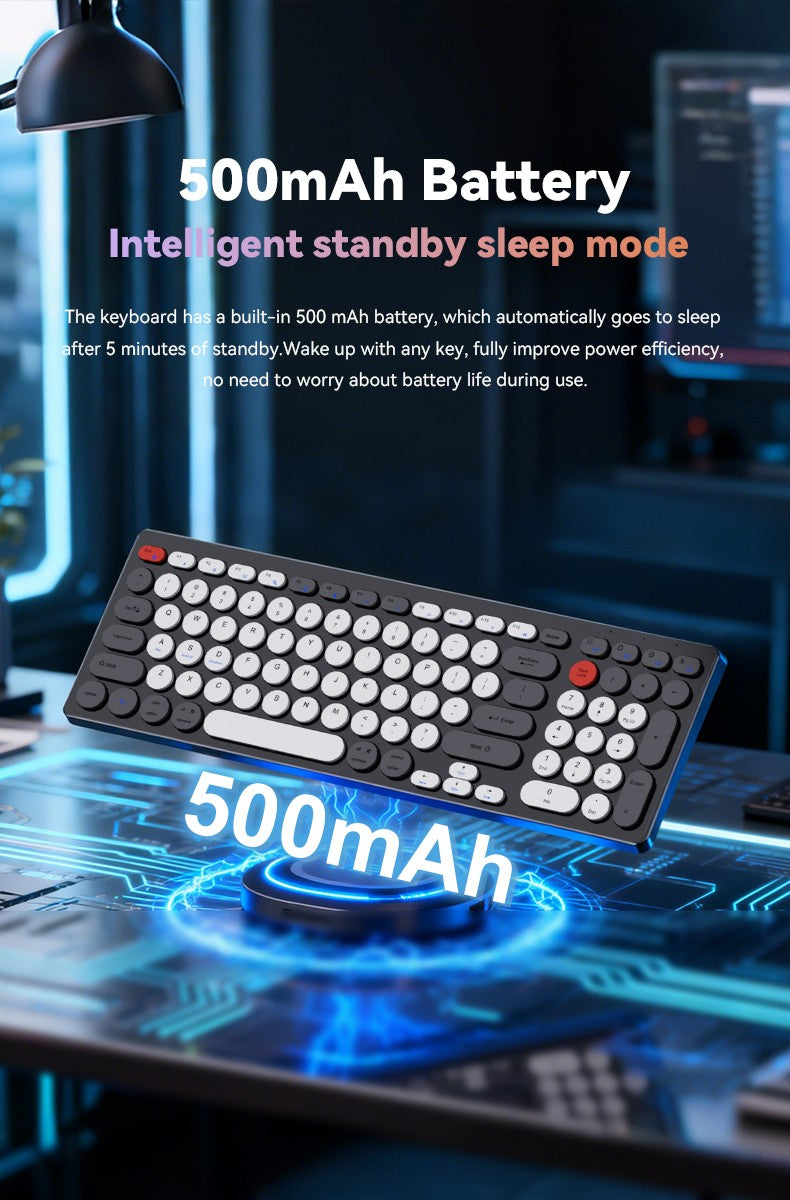98-Key Ultra-Thin Aluminum Silent Keyboard with Scissor-Switch, Tri-Mode BT/2.4G/Type-C Connectivity&Ergonomic Design for Typing