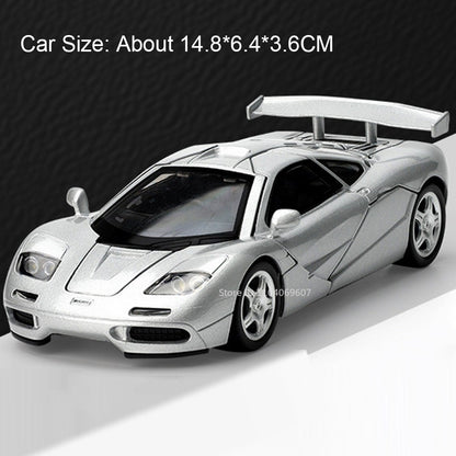 1:32 720S F1 Modelo Miniatura Carros Esportivos Liga Fundida Ornamento Supercarros Som Luz Portas Abertas Puxar Para Trás Presentes Infantis
