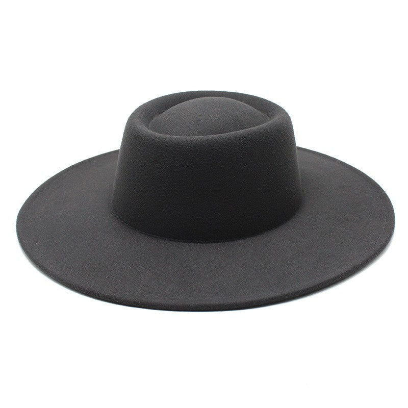 Classic British Style 9.5CM Big Wide Brim Fedora Hat For Women Fashion Autumn Winter Felt Church Hats Wedding Dress Jazz Cap