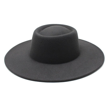 Classic British Style 9.5CM Big Wide Brim Fedora Hat For Women Fashion Autumn Winter Felt Church Hats Wedding Dress Jazz Cap