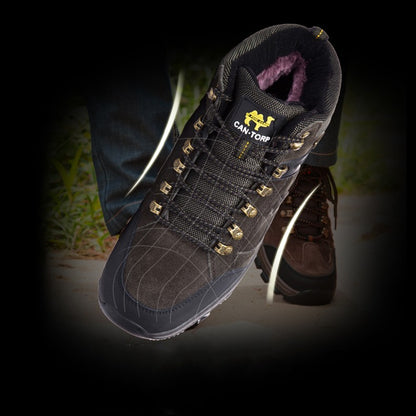 Classic Men Winter Boots Genuine Leather Sneakers For Man Fur Plush Snow Shoes Warm Outdoor Ankle Boots Outdoor Hiking Footwear