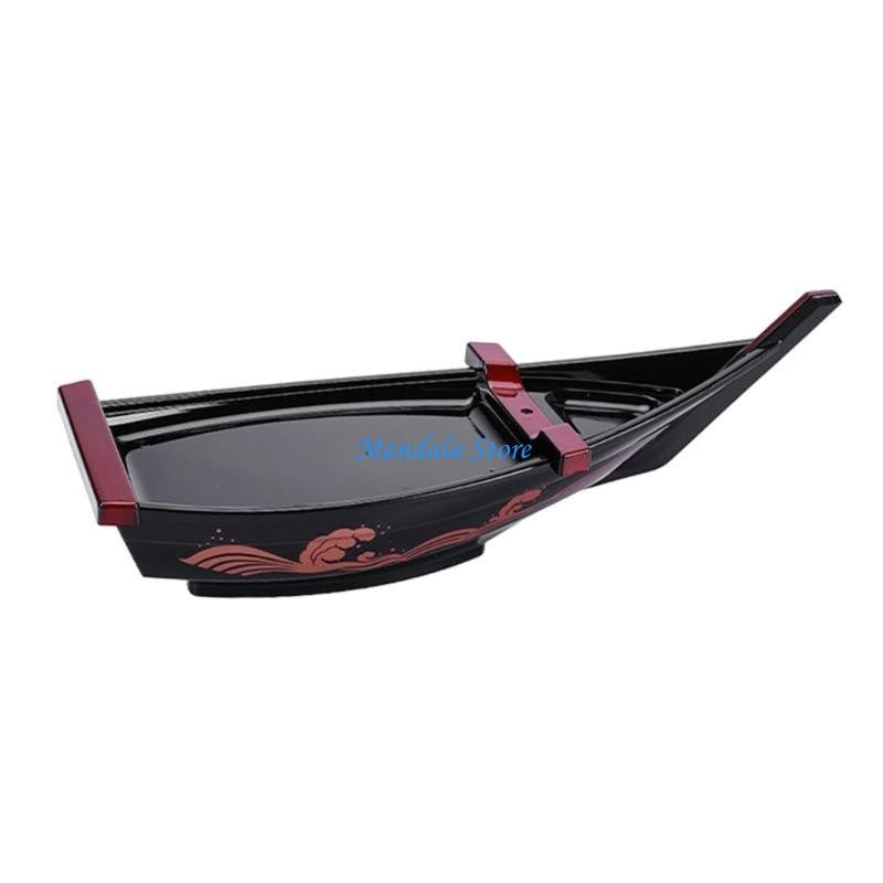 U2JC Ship Sushi Plate Sashimi Serving Tray Creative Display Plate Plastic Texture for Home and Restaurant Use