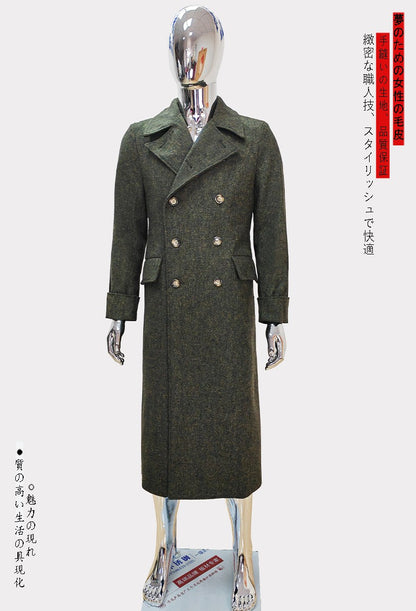 Nerazzurri Autumn Winter Long Luxury Elegant Chic Thick Warm Woolen Polo Coat for Men Double Breasted Wool & blends Overcoat