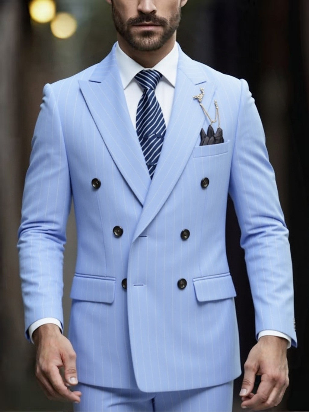 Men's Double-Breasted Suit, Classic Formal Business Wear