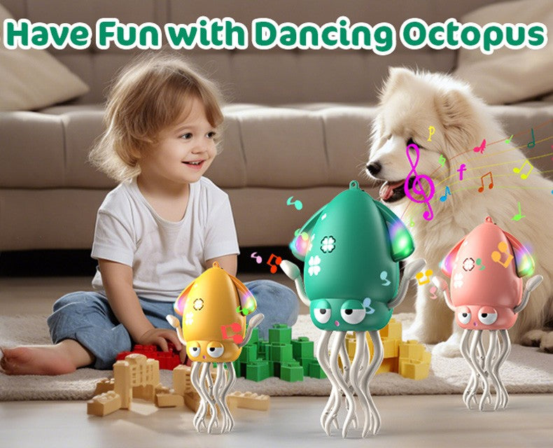 Brinquedo Polvo Dançarino Mágico Elétrico Brinquedo para Animais de Estimação de Arraste com Luz e Música Polvo para Crianças Brinquedos Interativos para Desenvolvimento Presentes para Bebês na Hora da Barriga