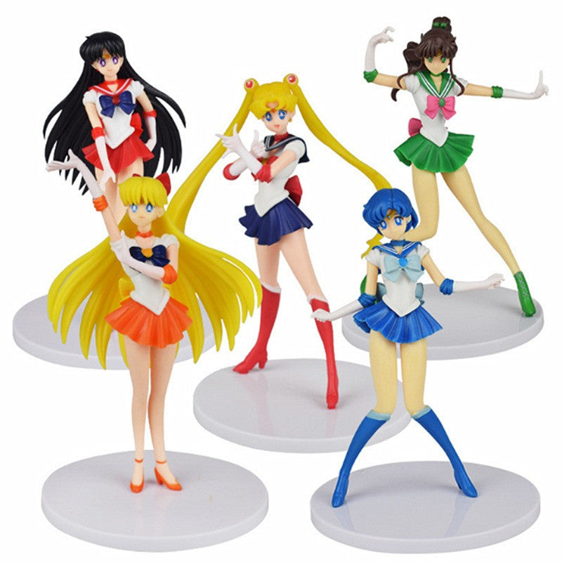 Boneco Sailor Moon Anime Desenho Animado Júpiter Makoto Vênus Minako Tsukino Coelho Boneca Brinquedo Pequena Princesa Decoração de Bolo Enfeites