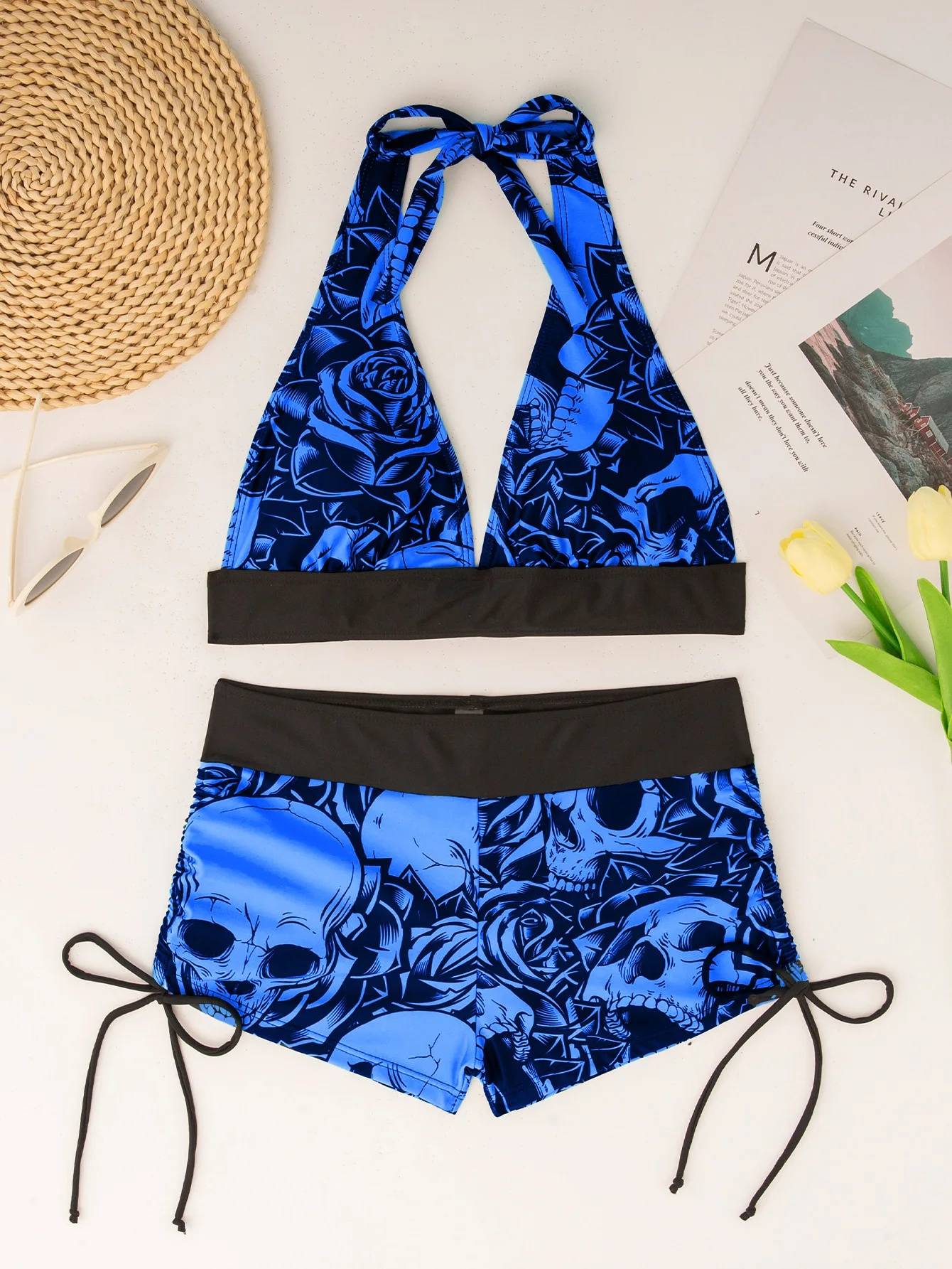Conservative Skull Print Bikini Women's Swimsuit Flat Briefs New Arrival Swimwear from Mainland China Female Fashionable