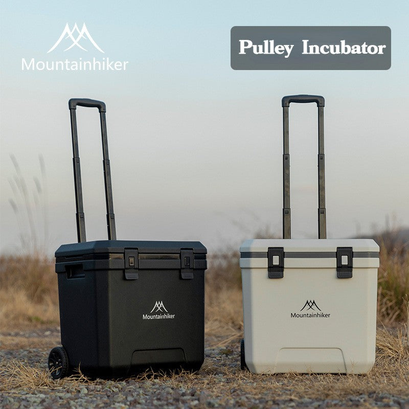 Refrigerador Externo MOUNTAINHIKER 36L com Rodas e Carrinho Incubadora Portátil Caixa Térmica Churrasco Carro Polia Caixa Térmica Caixa Refrigeradora