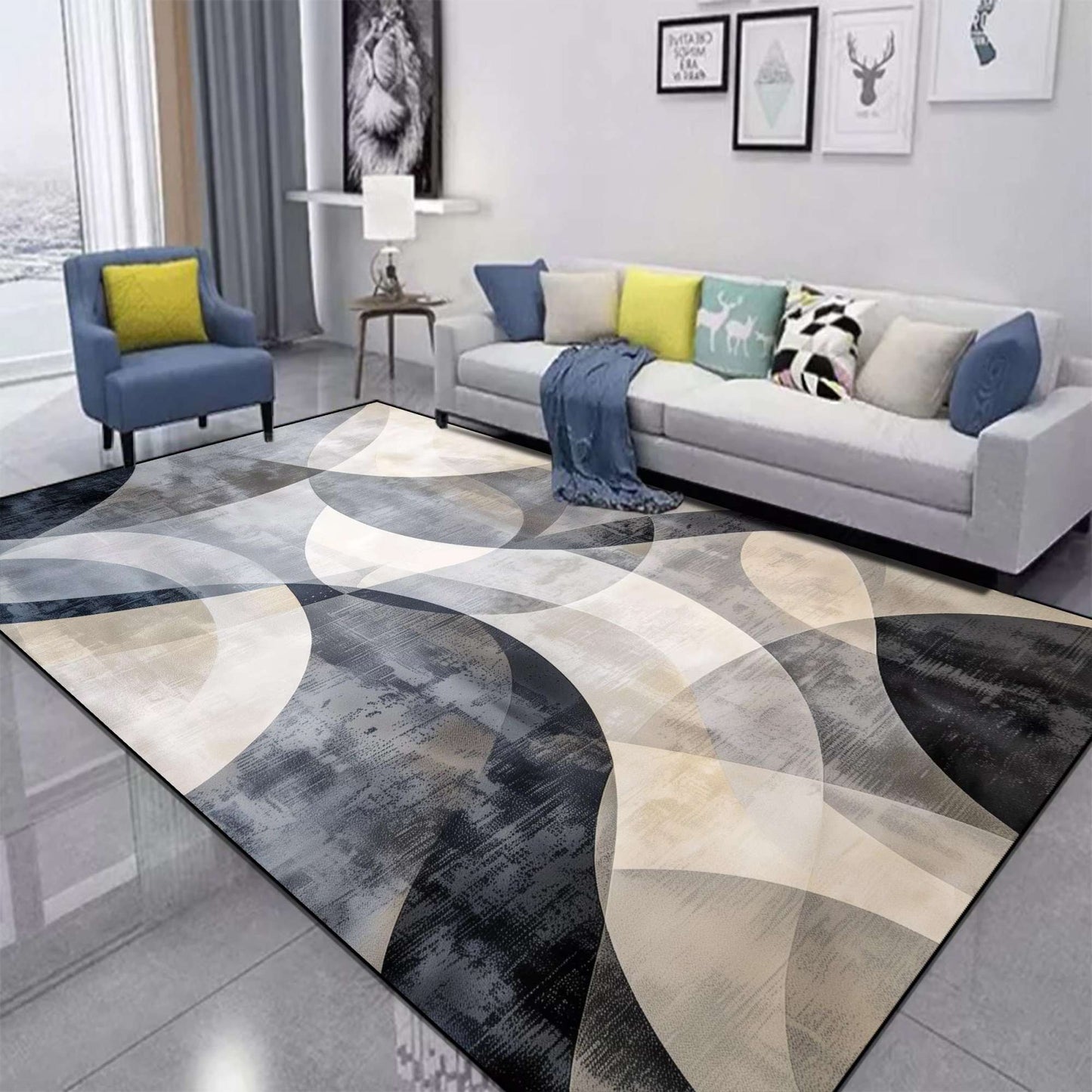 Red Black Swirl Rug Abstract Carpet for Living Room Large Bedroom Decoration Rug Light Luxury Sofa Coffee Table Mat Non-slip