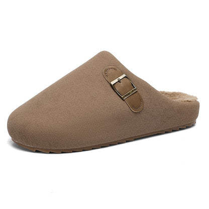 2025 New Unisex Winter Home Slippers Fashion Buckle Design Warm Fleece Lined Non - Slip Indoor Comfort Slippers New Arrival