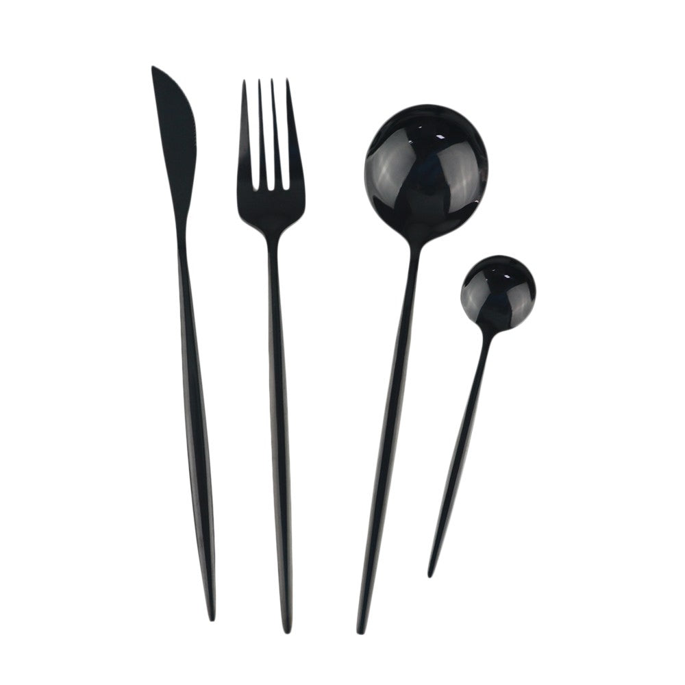 8 colheres de mesa de jantar, talheres de aço inoxidável, prateado, talheres dourados, utensílios de cozinha, talheres pretos.