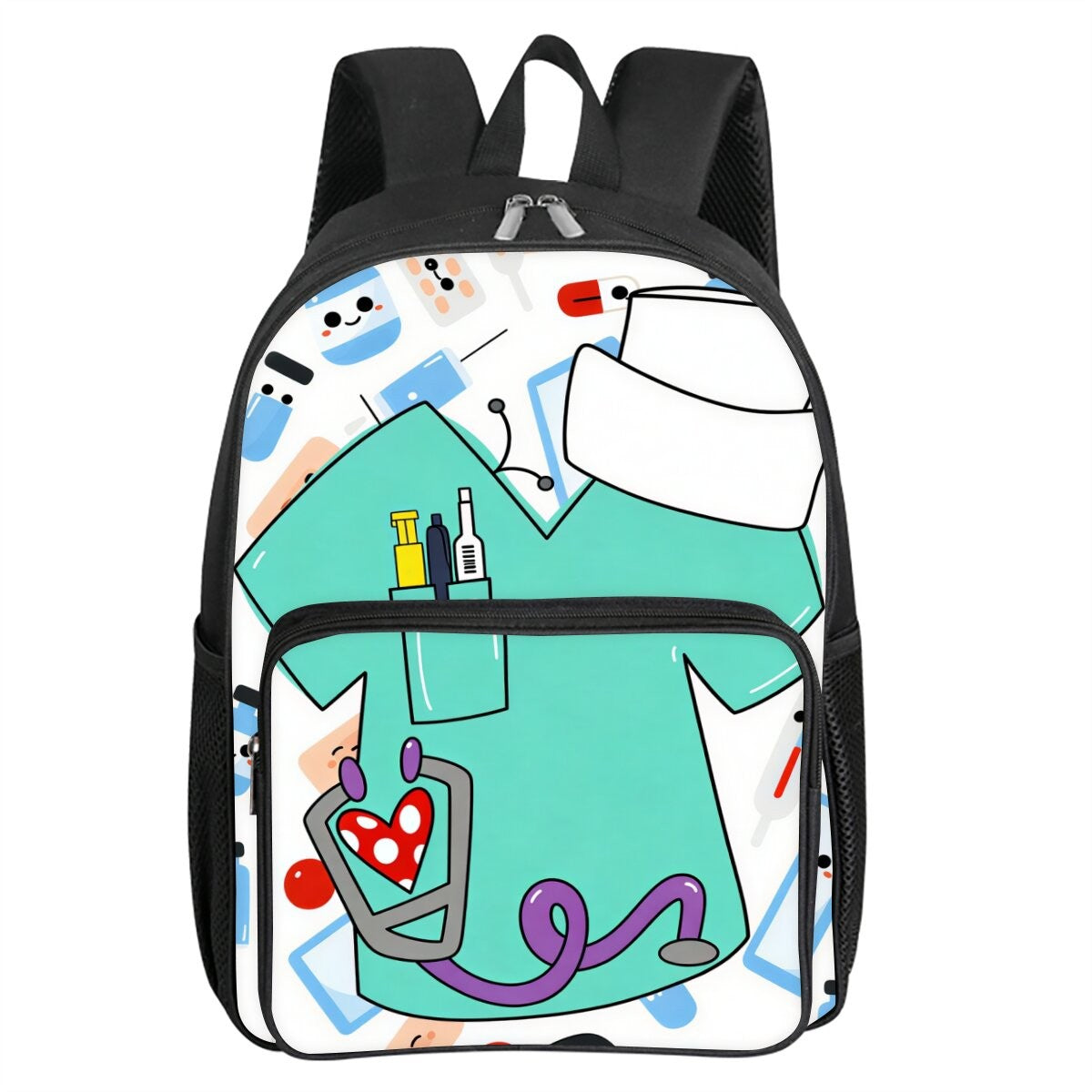 Mochila Escolar Com Bolso Frontal Quadrado Estampa de Grafite Médico Para Meninos e Meninas Melhores Presentes Mochila Escolar Infantil 3D Desenho Animado