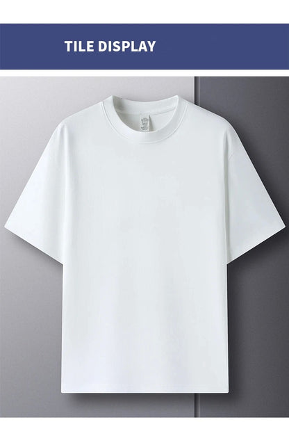 100% Pure Cotton Summer High-end Brand Men's Short Sleeve Round Neck Fashionable Style Half Sleeved Top Breathable T-shirt