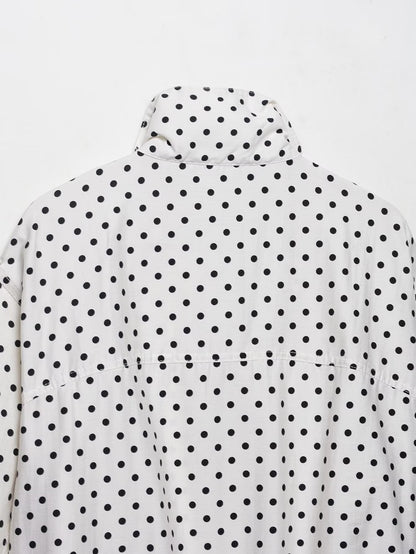 HH Woman Autumn Long Sleeves Turtleneck Zipper With Pockets Drawstring Casual Coats Women Fashion Polka Dot Printed Jacket