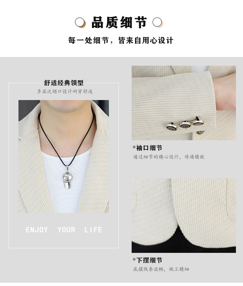 Blazer's New Men's Fashion Outdoor Travel Camping Youth Wedding Hosting Campus Slimming Casual Solid Color Korean Version Blazer